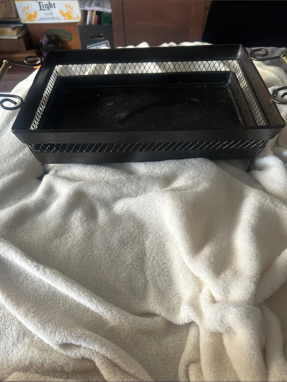 Black Decorative Metal Serving Tray with Handles